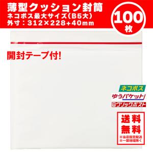 クッション封筒 ネコポスサイズ（最大） 100枚セット ゆうパケット/クリックポスト対応 L 開封テ...