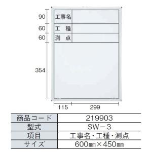 MYZOX マイゾックス ハンディスチールホワイトボード SW-3 （工事名・工種） 450mm x 600mm 現場写真工事用｜acetech