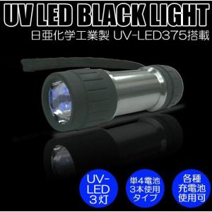 日本製UV-LED高性能高品質搭載 PW-UV343H-03L UV LED BLACK LIGHTブラックライト 3灯スタンダードタイプ 製品検査 鑑定 偽造防止 ほこり汚れチェック｜acetech