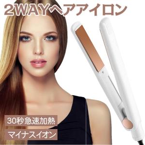 ヘアアイロン マイナスイオン ストレート  2way 90mmプレート 急速加熱 火傷防止 軽量 持ち運び便利 男女兼用 海外対応