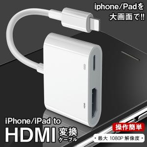 Lightning to HDMI 変換アダプタ テレビ 接続 Lightning HDMI 変換ケーブル プロジェクタ 高画質 1080P 大画面 AVアダプタ フルHD iPhone iPad 対応