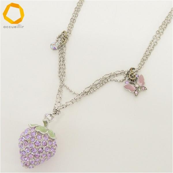 アナスイ ANNASUI ネックレス シルバー いちご 蝶 レディース [z915625]