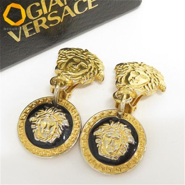 ジャンニヴェルサーチ GIANNIVERSACE ヴィンテージ メデューサ イヤリング ゴールド系 ...