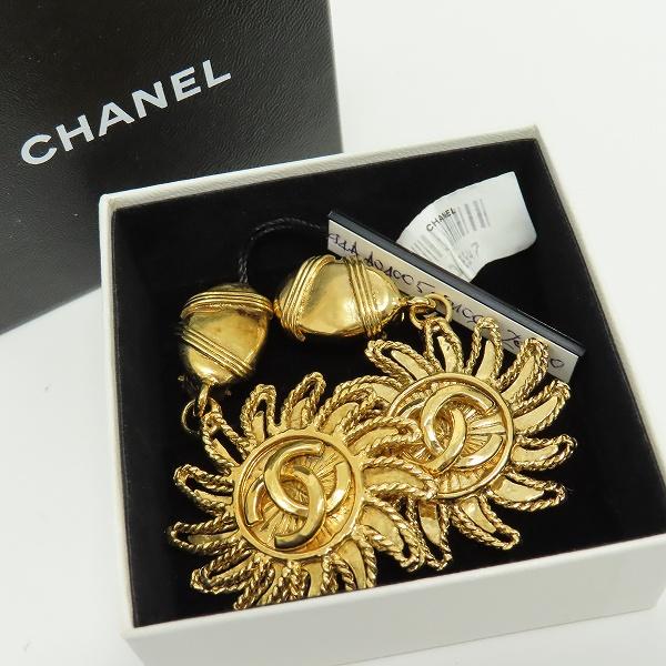 シャネル CHANEL ヴィンテージ 太陽モチーフ ココマーク イヤリング 94A ゴールド z93...