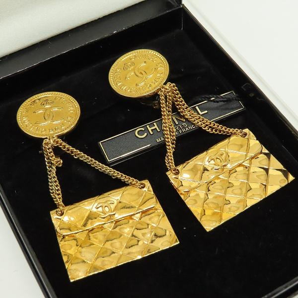 シャネル CHANEL ヴィンテージ イヤリング  スイング マトラッセ 93P ゴールド z930...