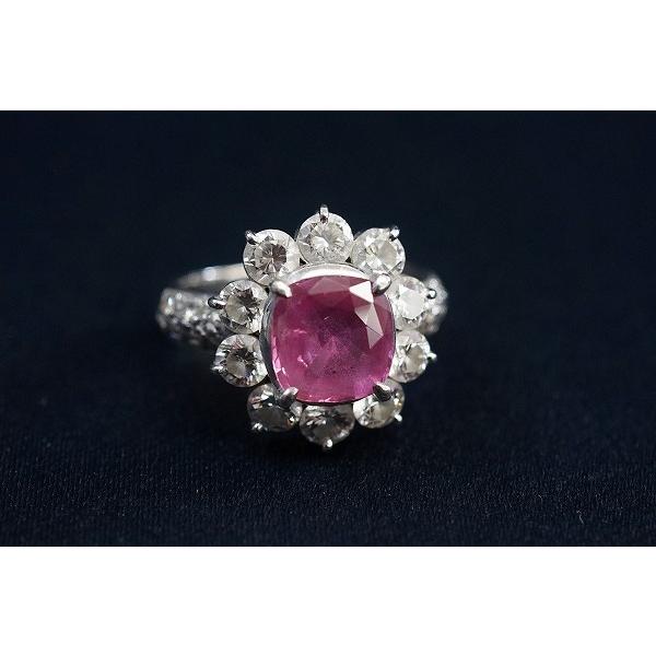 #anzj 天然パパラチアサファイア ダイヤモンド10粒 プラチナ 指輪 リング 9.5号 ピンク ...