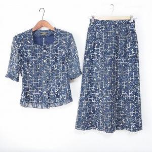 極美品　レリアン スカートセットアップスーツ ツィード調 ブラウン　サイズ9 ROCHAS #wnc ロシャス レリアン Leilian スカートスーツ 9 茶色