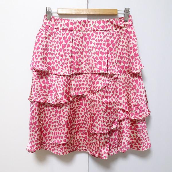 #anc TO BE CHIC トゥービーシック スカート 42 ピンク 白 ハート ティアード 大...