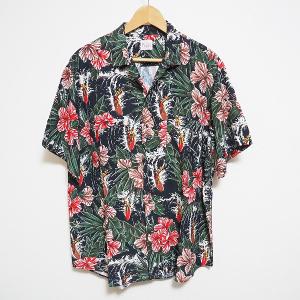 PAPAS（パパス） #spc 半袖シャツ L 赤系 アロハシャツ ヤシの木