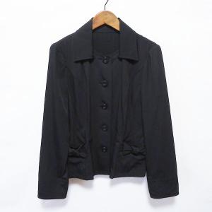レリアン　7号　黒　ジャケット Leilian #anc レリアン ジャケット 7 黒 長袖 ロロピアーナ生地