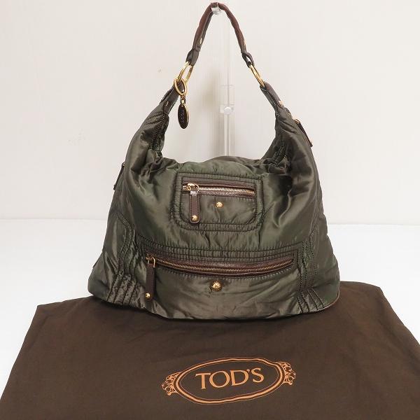 #anb トッズ TOD'S ショルダーバッグ ワンショルダー カーキ 茶 光沢 イタリア製 保存袋...