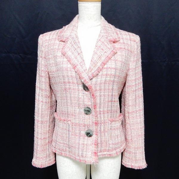 #wnc ルネ Rene ジャケット 36 ピンク系 グレー系 ツイード チェック フランス製 レデ...