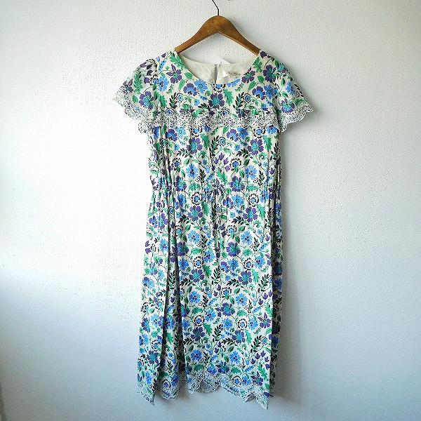 #snc スーパービューティー Super Beauty ワンピース 42 白 青 緑 半袖 花柄 ...