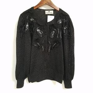 anc レオナール LEONARD カーディガン M 黒 ニット ロング 美品