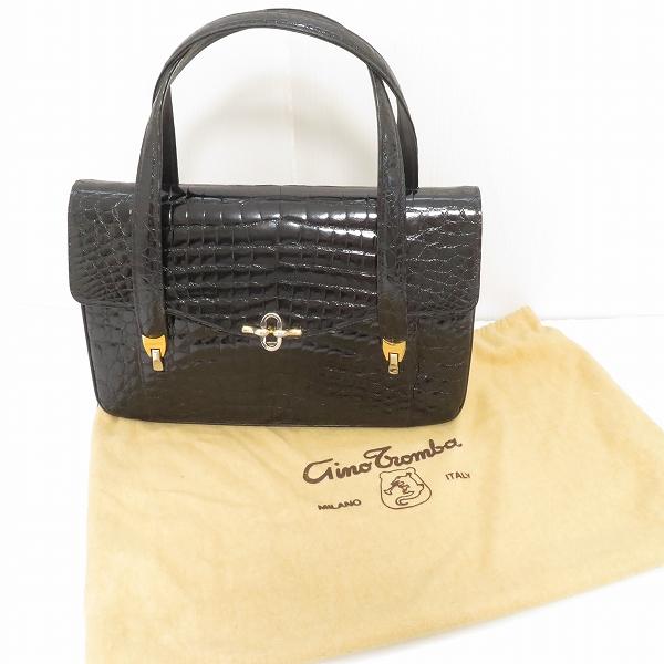 #anb ジーノトロンバ Gino Tromba ハンドバッグ クロコダイル イタリア製 レディース...