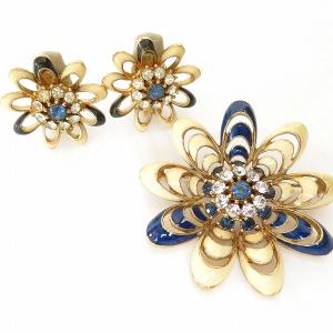 anza サイナー CINER ブローチ コスチュームジュエリー ゴールド 青系