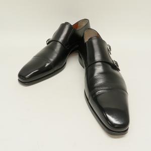 #ans サントーニ Santoni ビジネス・レザーシューズ 7 1/2 黒 ダブルモンク ラピド...