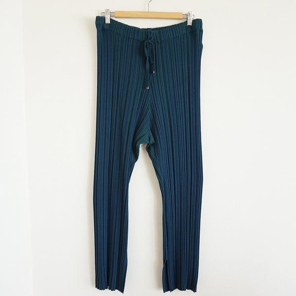 #wnc アズノウアズ オオラカ AS KNOW AS olaca パンツ 15 青 緑 リブ ニッ...