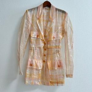 #apc イッセイミヤケ ISSEYMIYAKE ジャケット L オレンジ ピンク 光沢 レディース [839228]