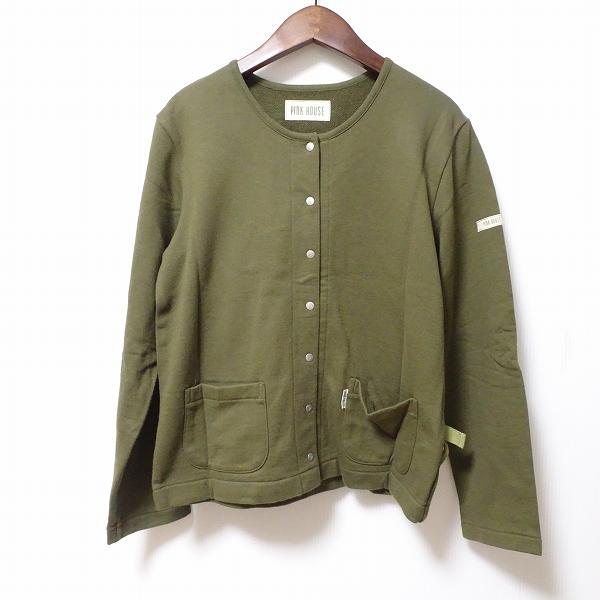 #apc ピンクハウス カーディガン M カーキ スナップボタン ゼッケン うさぎ ロゴ レディース...