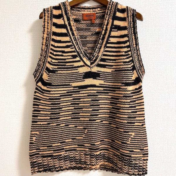 #anc ミッソーニ MISSONI ベスト ノースリーブ ニット 48 オレンジ 黒 カシミヤ イ...