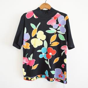 レオナール LEONARD シルク 総柄 マルチカラー シャツ LEONARD（レオナール） #anc シャツ・ブラウス M 黒 マルチ 金ボタン
