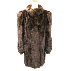 極美品○MINK シェアードミンク デザイン 本毛皮コート ダークブラウン