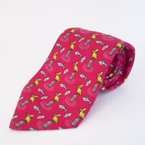 HERMES（エルメス） #anzt ネクタイ 紺 シルク 総柄 ロゴ 動物