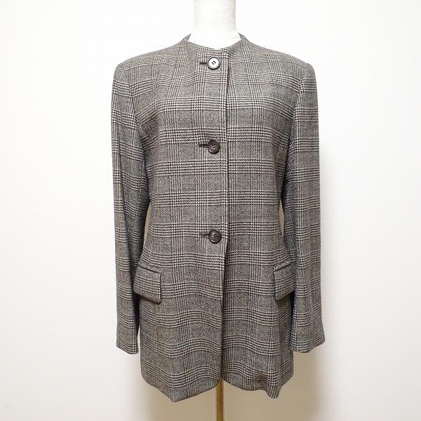 #wnc ヨシエイナバ YOSHIEINABA ジャケット 9 グレー系 チェック ノーカラー 日本...