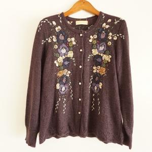 wpc アトリエサガン ATELER SAGAN カーディガン M 黒 ニット 花