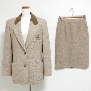 へっぽこ先生★ツイード　スーツ★ジャケット＆スカート★茶系 へっぽこ先生☆ツイードスーツ☆ジャケット＆スカート☆茶系