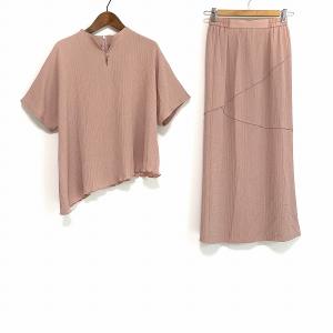 #apc シセンドウ 詩仙堂 ヒトシタムラ セットアップ ピンク系 スリーピース ちりめん 無地 ロング レディース [865306]