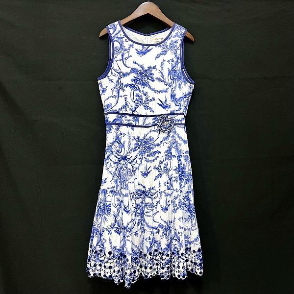 #snc スーパービューティー Super Beauty ワンピース 40 白 青 ノースリーブ 総...