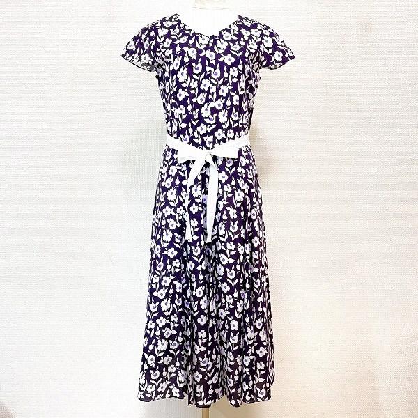 #snc スーパービューティー Super Beauty ワンピース 40 紫 白 花柄 半袖 ロン...