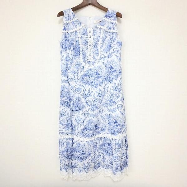 #snc スーパービューティー Super Beauty ワンピース 40 青 白 レース ノースリ...