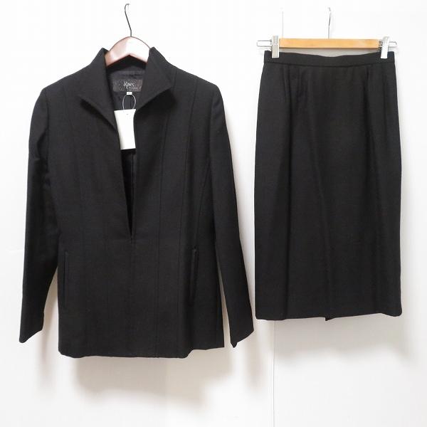 #wxc イネス ignes スカートスーツ ツーピース セットアップ 40 黒 シンプル 無地 ビ...