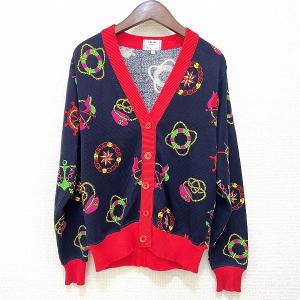 PINK HOUSE / リボンモチーフ付きニットカーディガン 白Xピンク I-24