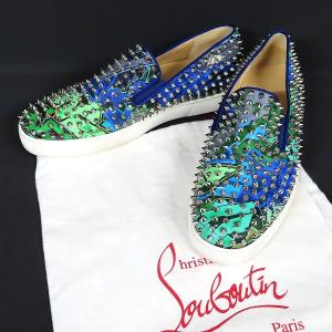 #ans クリスチャンルブタン ChristianLouboutin スニーカー スリッポン 43 1/2 スタッズ エナメル 保存袋付き メンズ [918526]