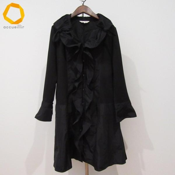 #anc スーパービューティー SUPER BEAUTY コート 40 黒 異素材 リボン フリル ...