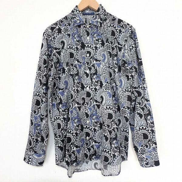#anc エトロ ETRO 長袖シャツ 39 青系 黒 白 ペイズリー柄 イタリア製 レディース [...