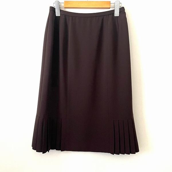#anc レリアン Leilian スカート 11 こげ茶 裾プリーツ レディース [935060]