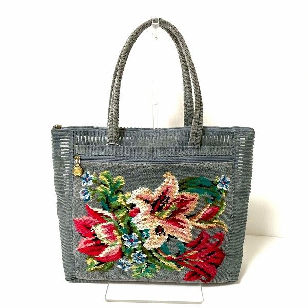 #axb フェイラー FEILER ハンドバッグ グレー マルチ シュニール織 メッシュ 花柄 レデ...