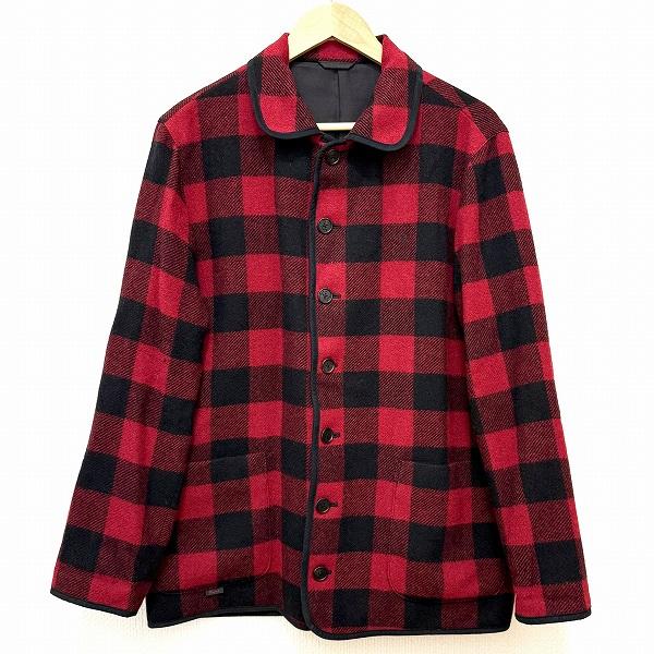 #wnc パパス Papas ジャケット M 赤 黒 チェック パイピング イギリス製生地 メンズ ...