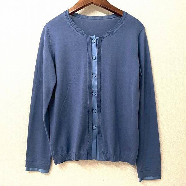 #anc レリアン Leilian カーディガン 9 青系 異素材 シルク混 美品 レディース [9...