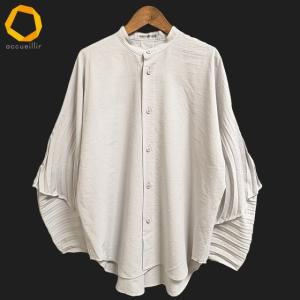 #apc イッセイミヤケ ISSEYMIYAKE シャツ ブラウス 2 グレー系 チュニック ドルマン 袖プリーツ 美品 レディース [958635]