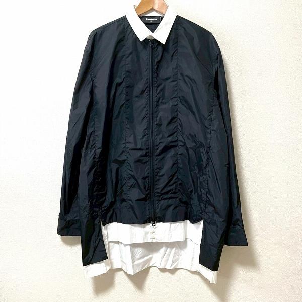 #anc ディースクエアード DSQUARED2 ジャケット 54 黒 白 ナイロン 重ね着風 シャ...