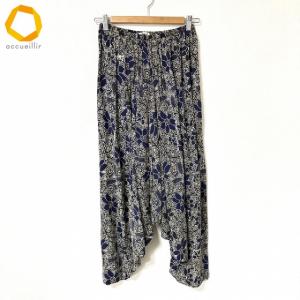 #apc イッセイミヤケ ISSEYMIYAKE inn. パンツ M 黒 紺 アイボリー サルエル 花柄 ヴィンテージ レディース [960618]