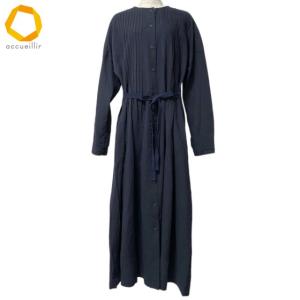 #apc イッセイミヤケ ISSEYMIYAKE ワンピース L 紺 ロング シャツワンピース 前開き ドルマン 日本製 レディース [961253]