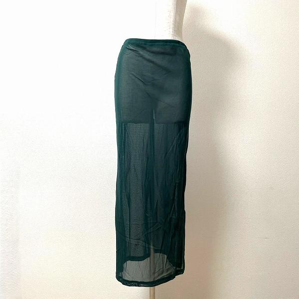 #apc プリーツプリーズ PLEATSPLEASE スカート L 緑 パワーネット メッシュ 美品...