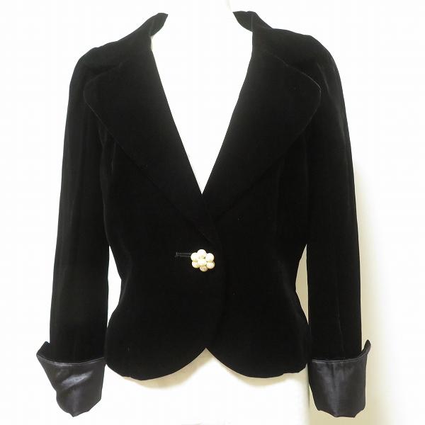 #wnc エムズグレイシー M'SGRACY ジャケット 38 黒 パールボタン ベロア レディース...
